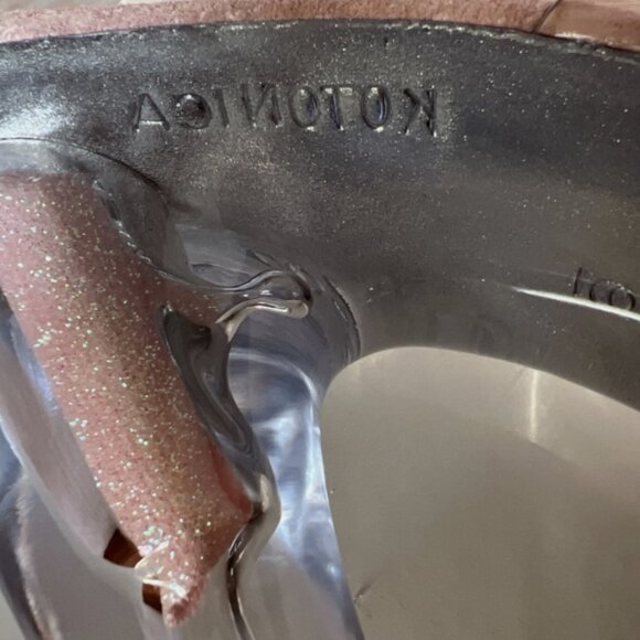 VTG LUCIOUS Centerfold-701G BAby Pink Glitter / Clear 6 3/4 Spike Heels Sz 9 NEW - Picture 9 of 13